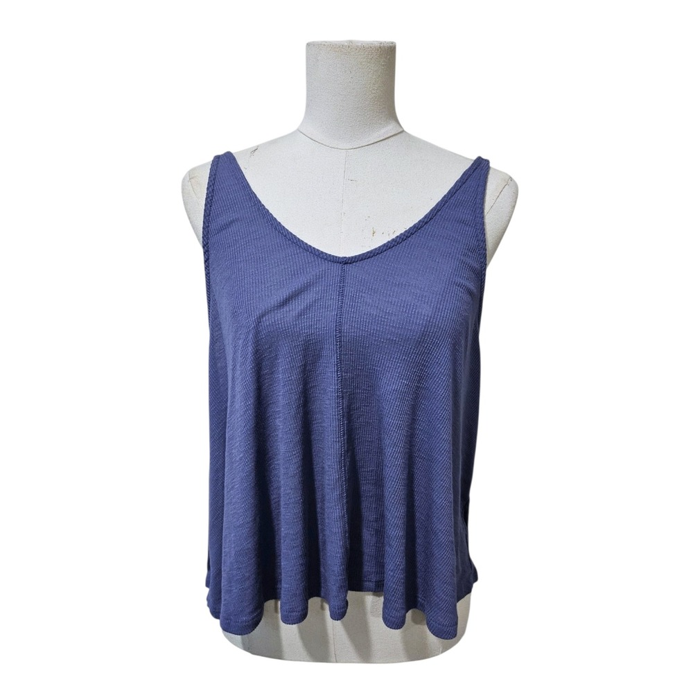 Intimately Free People Ribbed V-Neck Flowy Tank Top Blue Purple Small